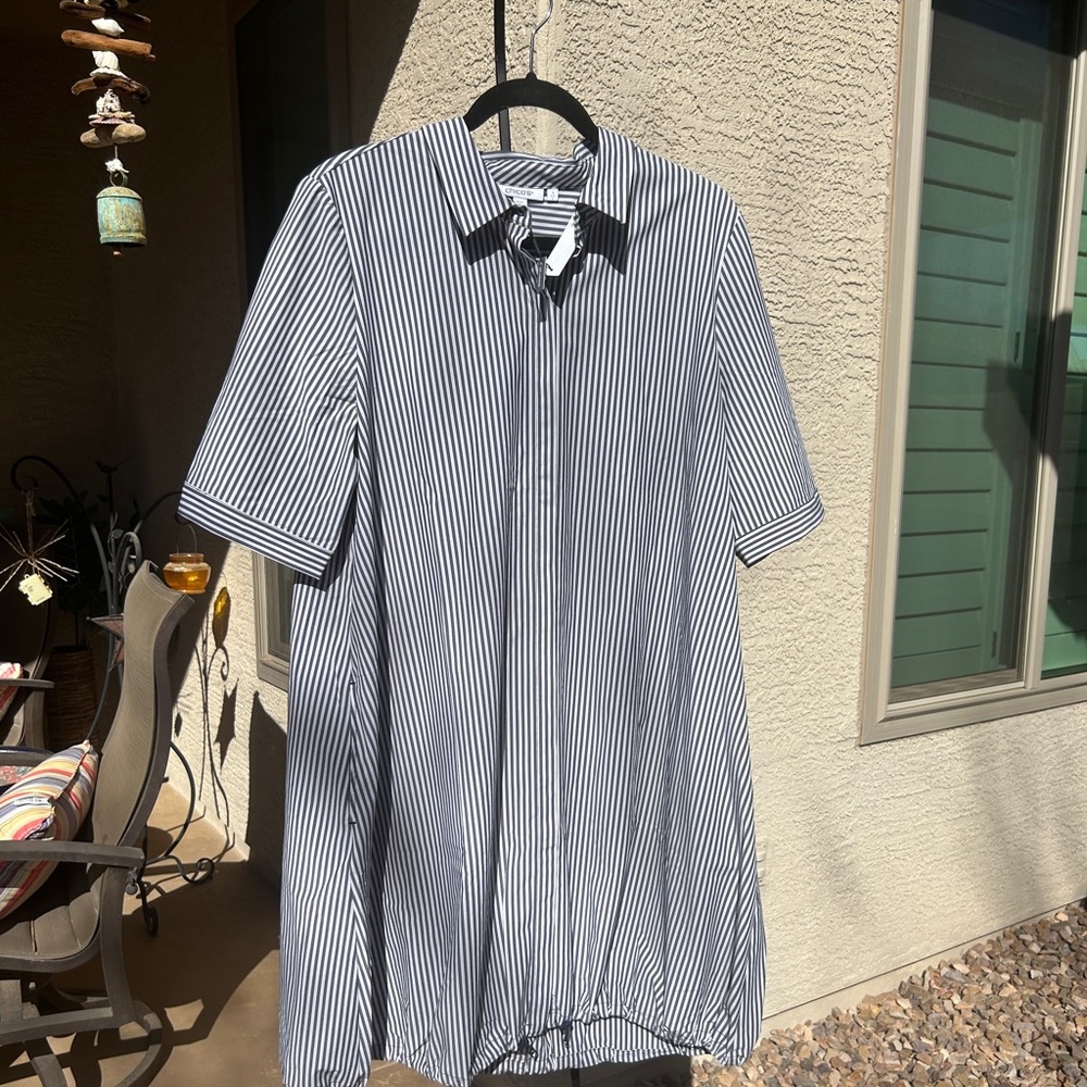 Chicos Bungee Dress In Blue Stripe (Sz 2)